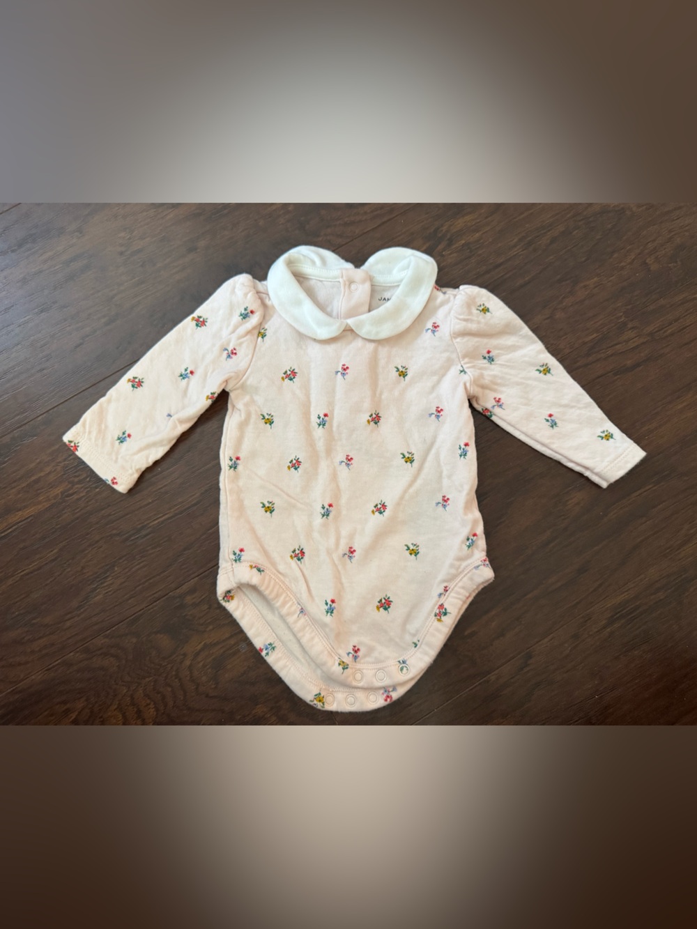 Janie and Jack Pink Floral Long-Sleeve Peter Pan Collar Bodysuit